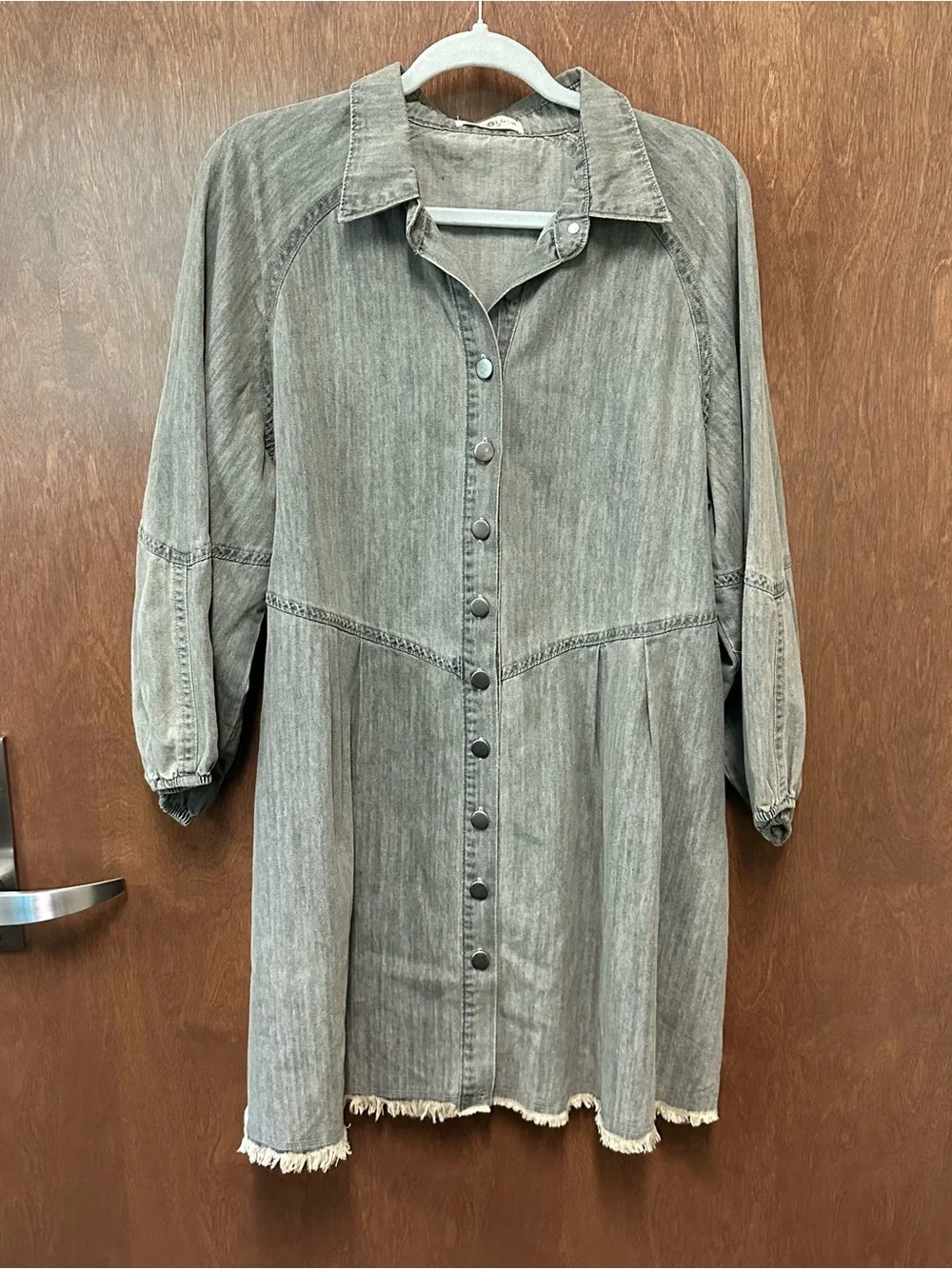 Natural Life Melissa chambray denim dress size M stone gray boho peasant farm - Picture 2 of 8